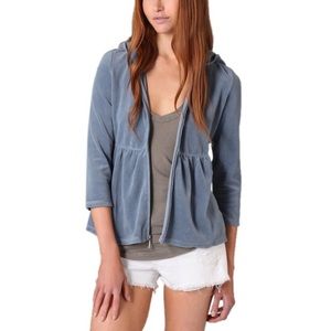 DRK NAVY Juicy Couture Velour Hoodie 3/4 sleeve